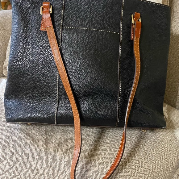 Dooney & Bourke Black Tote with Tan Straps - Picture 3 of 13
